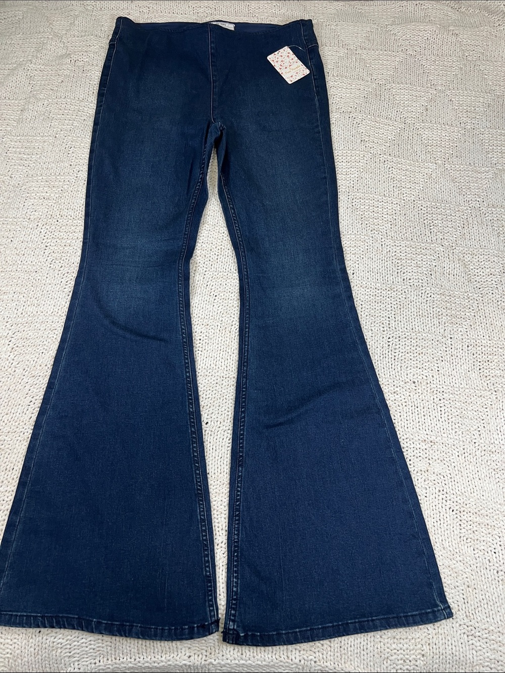 Free People Dark Blue Flare Jeans - Stretch Denim